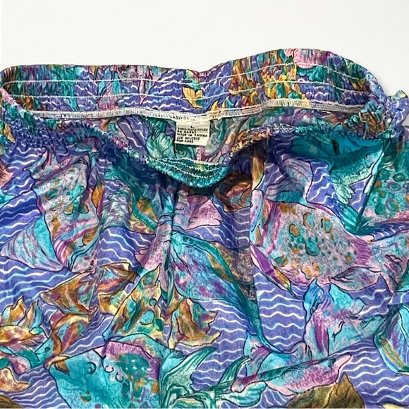 Vintage 1990s Colorful Geometric Fish Print 100% Nylon Swim Trunks Size Large - Picture 4 of 14